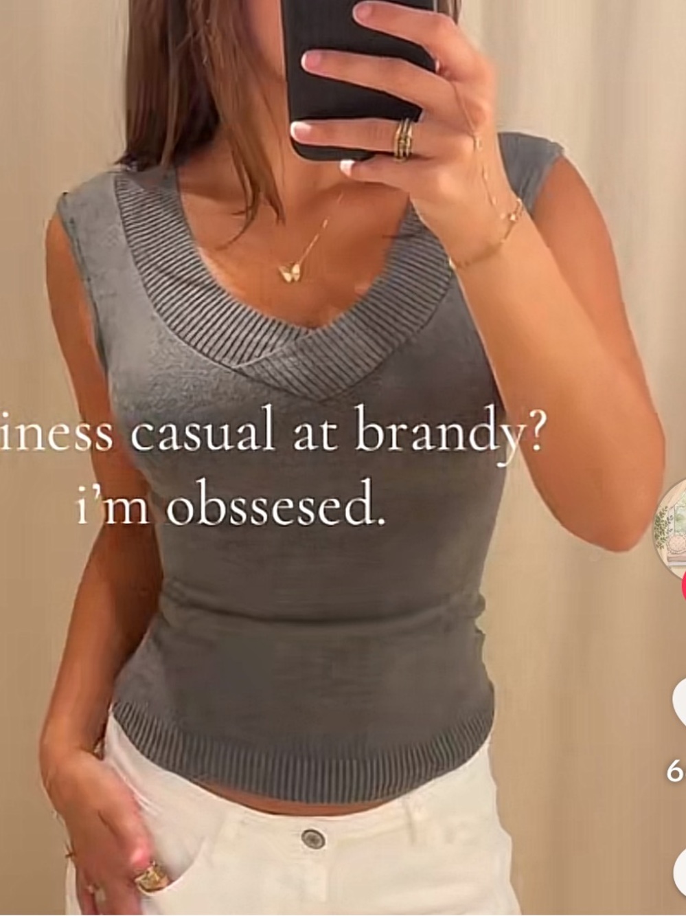 Brandy Melville Amira Top Gray